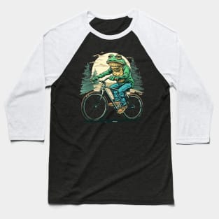 Funny Frog On A Bike Baseball T-Shirt